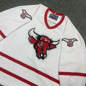 UNO Mavericks Hockey Jersey Bauer Authentic White Red Mens XL Omaha Nebraska